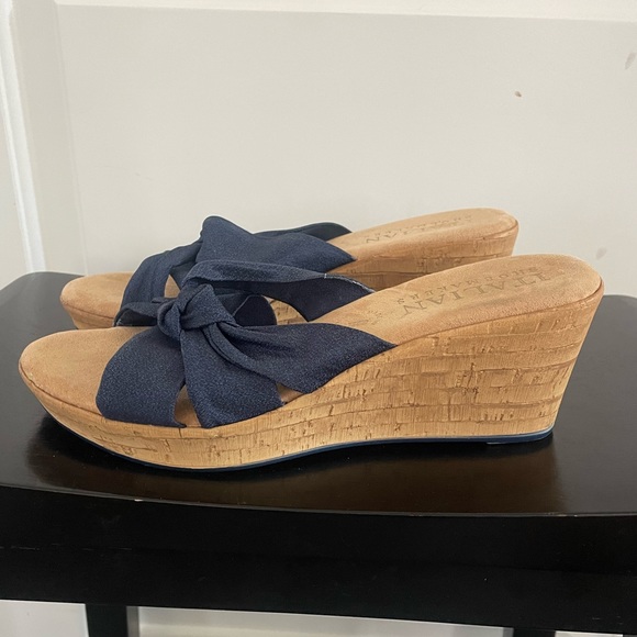 Navy wedges size 6.5. In original box - Picture 1 of 7